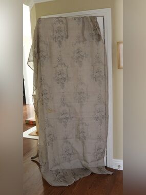 New Linen Curtain Panel Canvas Antique Beige Baroque 55 x 102 in retro vintage